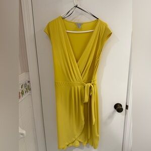 H&M Yellow Short Sleeve Wrap Dress